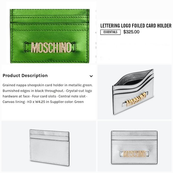 'MOSCHINO' LEATHER 'CASINO KRYSTAL' RAISED BLING LOGO FRONT FOILED CARD CASE - Picture 14 of 16